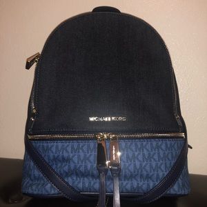 Nwt Michael Kors Denim monogram stripe Backpack